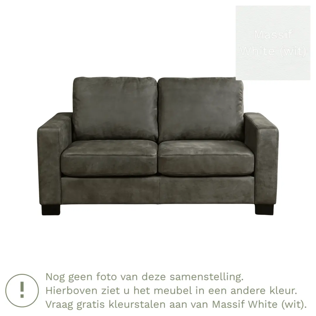 afbeelding van Leren bank Energy - 2 zits - Massif White (wit) - Poten hout zwart