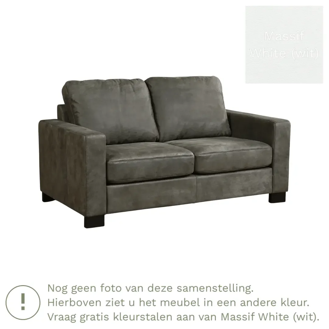 afbeelding van Leren bank Energy - 2 zits - Massif White (wit) - Poten hout zwart