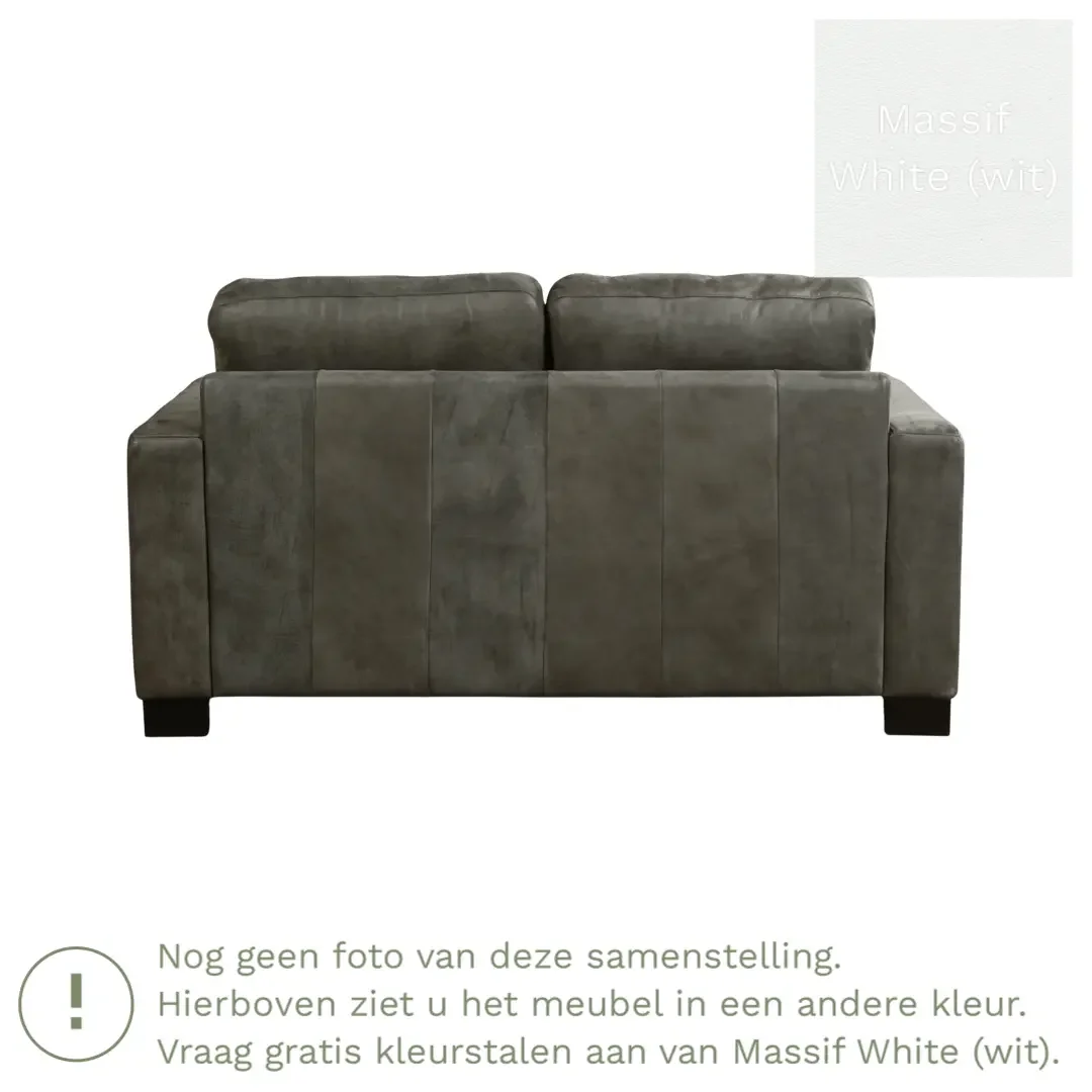 afbeelding van Leren bank Energy - 2 zits - Massif White (wit) - Poten hout zwart