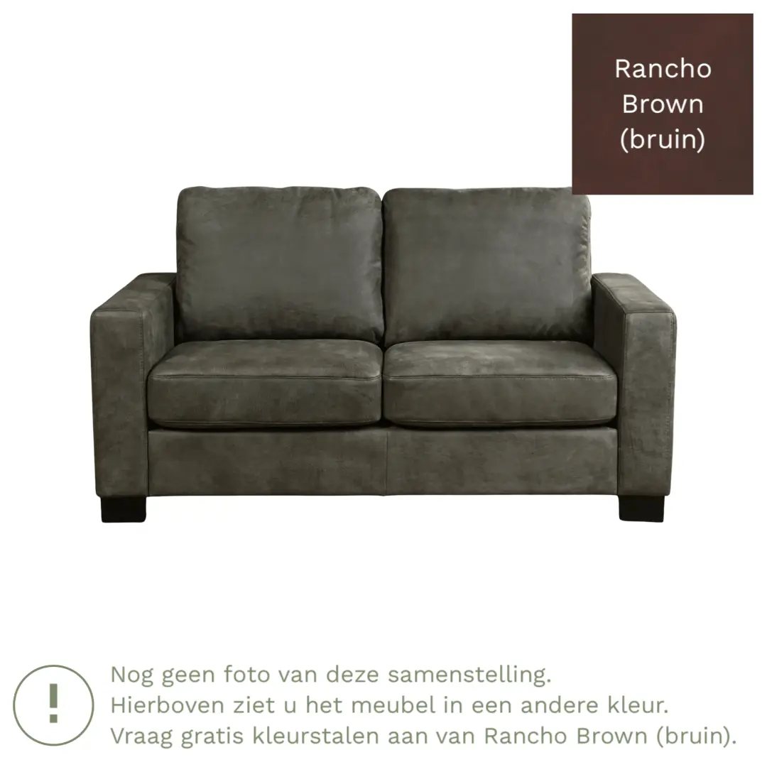 afbeelding van Leren bank Energy - 2 zits - Rancho Brown (bruin) - Poten hout zwart