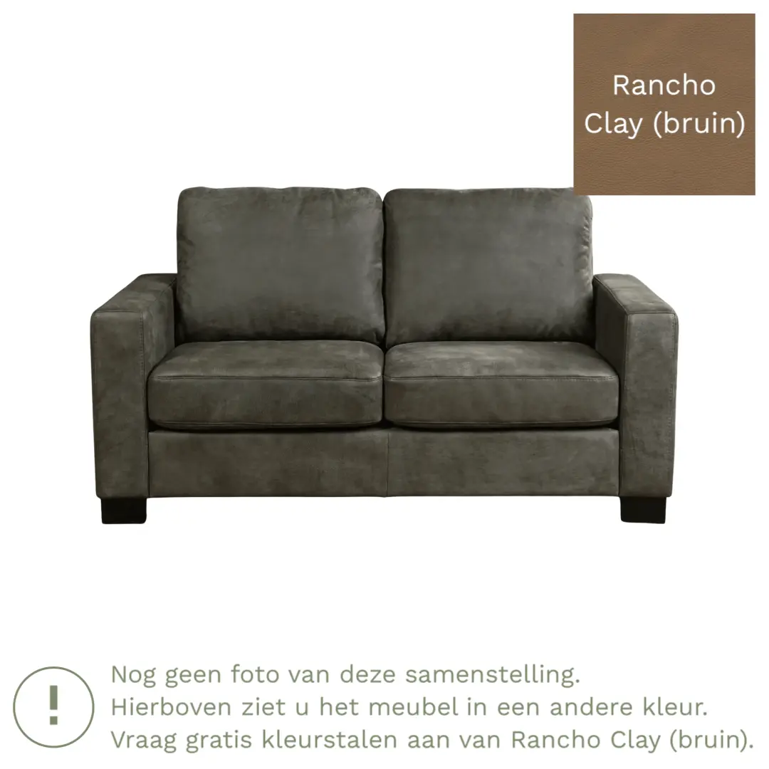 afbeelding van Leren bank Energy - 2 zits - Rancho Clay (bruin) - Poten hout bruin