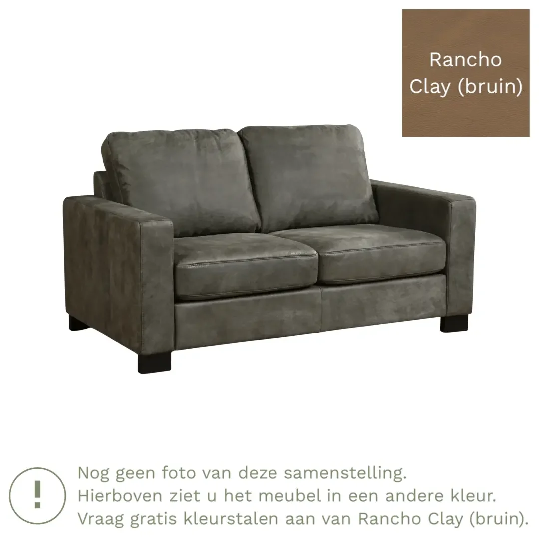 afbeelding van Leren bank Energy - 2 zits - Rancho Clay (bruin) - Poten hout bruin