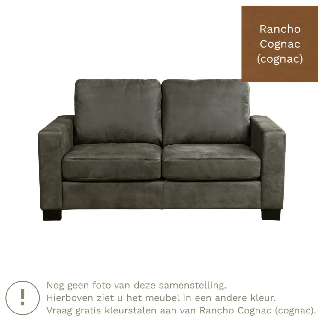 afbeelding van Leren bank Energy - 2 zits - Rancho Cognac (cognac) - Poten hout bruin