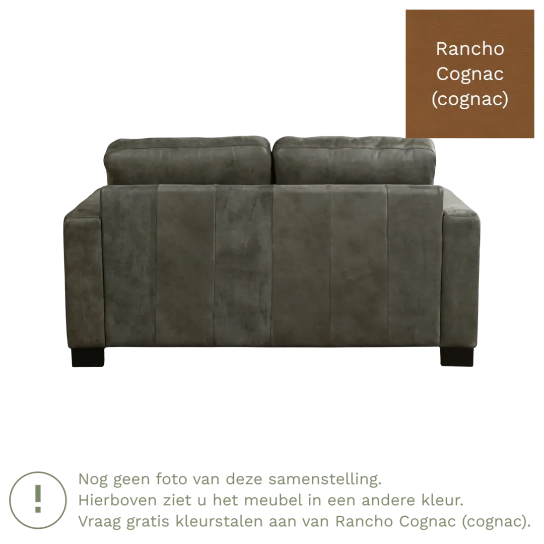 afbeelding van Leren bank Energy - 2 zits - Rancho Cognac (cognac) - Poten hout bruin