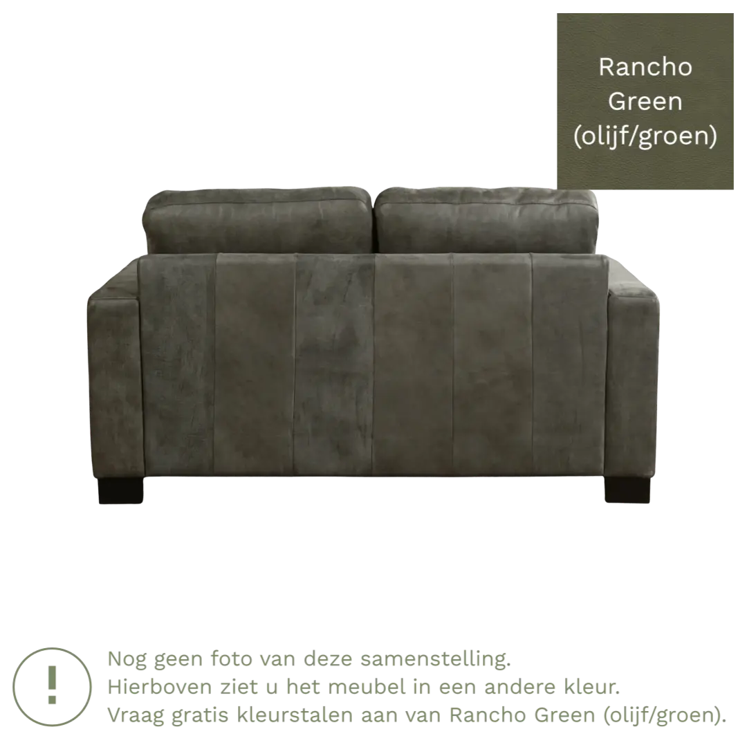 afbeelding van Leren bank Energy - 2 zits - Rancho Green (olijf/groen) - Poten hout bruin