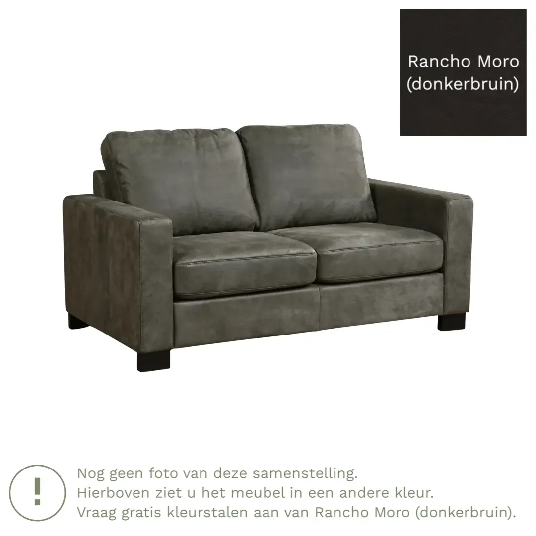 afbeelding van Leren bank Energy - 2 zits - Rancho Moro (donkerbruin) - Poten hout bruin