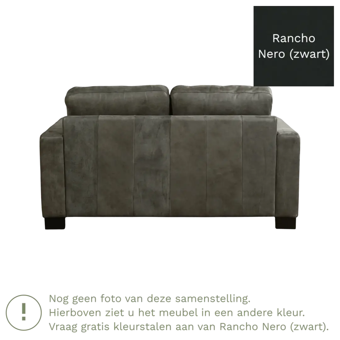 afbeelding van Leren bank Energy - 2 zits - Rancho Nero (zwart) - Poten hout bruin
