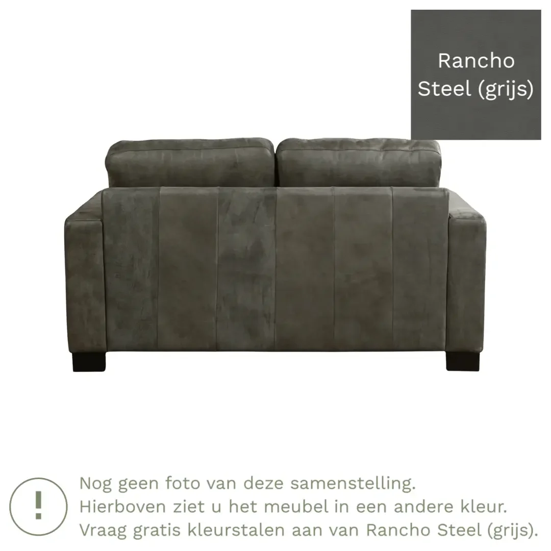 afbeelding van Leren bank Energy - 2 zits - Rancho Steel (grijs) - Poten hout bruin