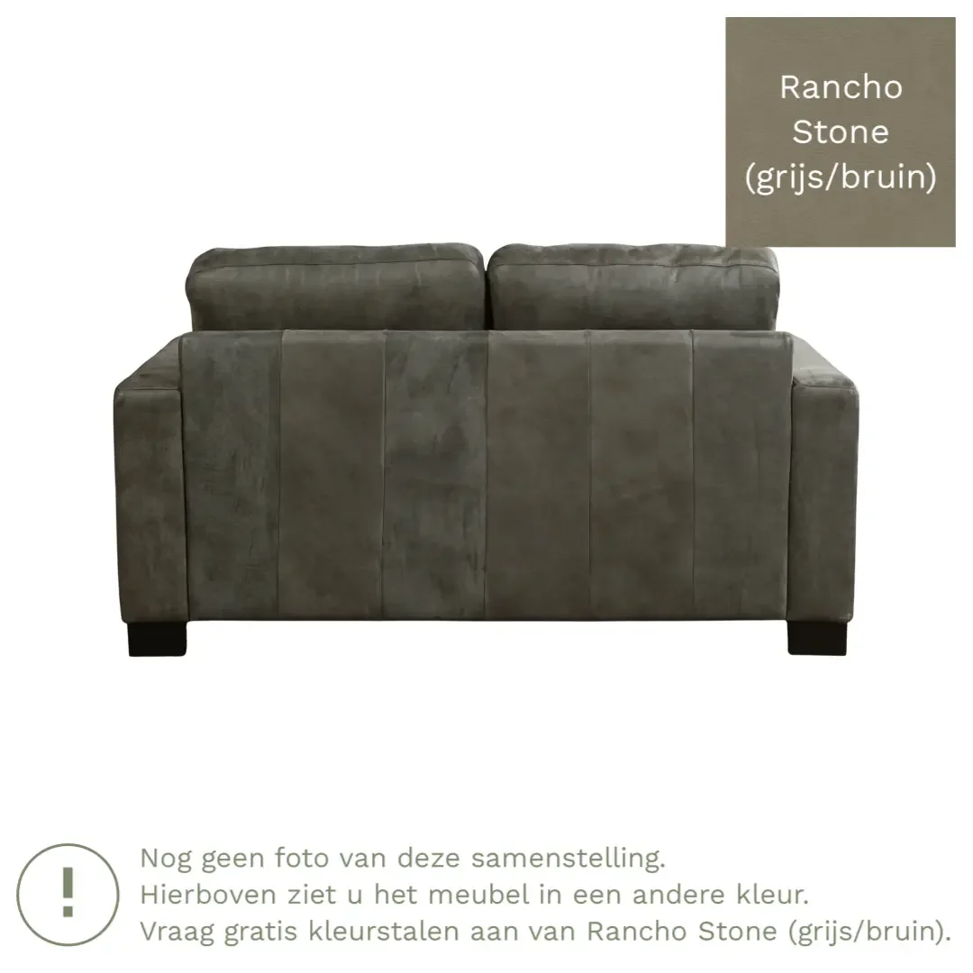 afbeelding van Leren bank Energy - 2 zits - Rancho Stone (grijs/bruin) - Poten hout bruin