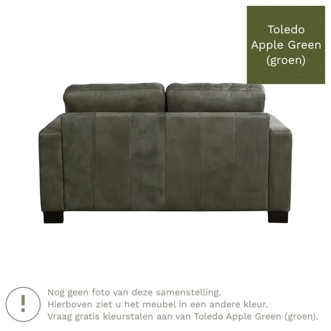 afbeelding van Leren bank Energy - 2 zits - Toledo Apple Green (groen) - Poten hout zwart