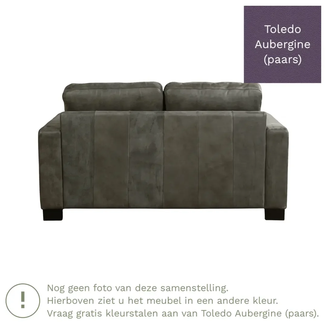 afbeelding van Leren bank Energy - 2 zits - Toledo Aubergine (paars) - Poten hout zwart