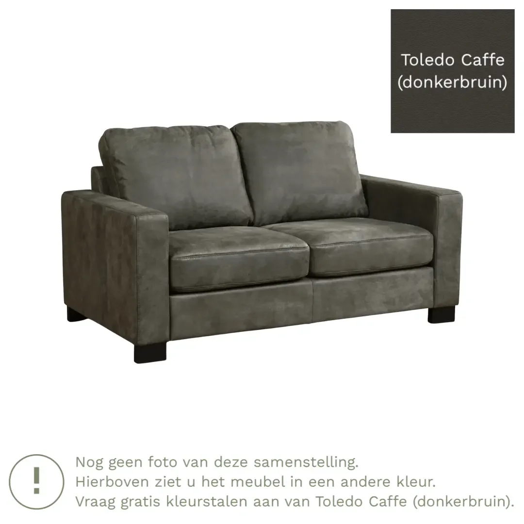 afbeelding van Leren bank Energy - 2 zits - Toledo Caffe (donkerbruin) - Poten hout bruin