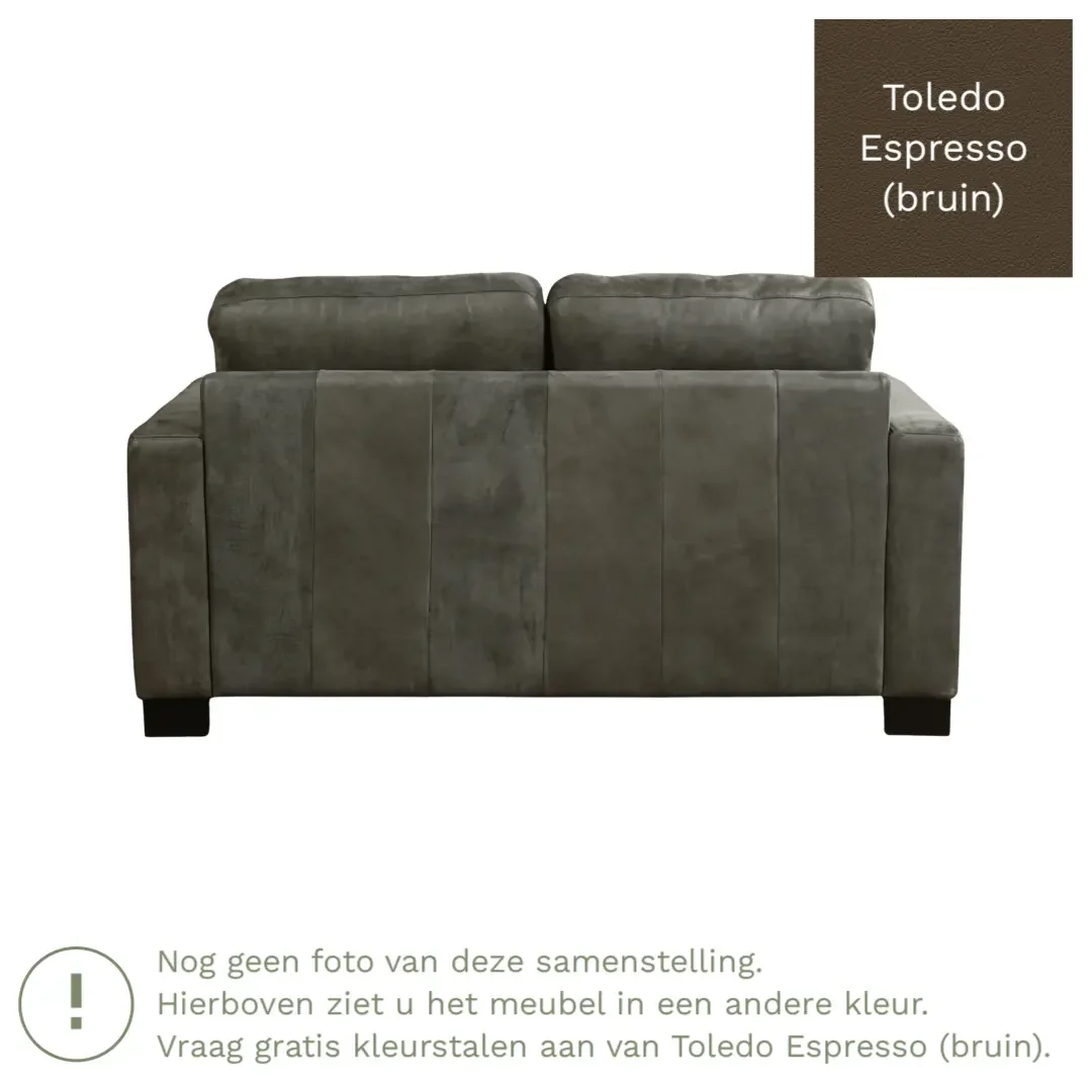 afbeelding van Leren bank Energy - 2 zits - Toledo Espresso (bruin) - Poten hout bruin