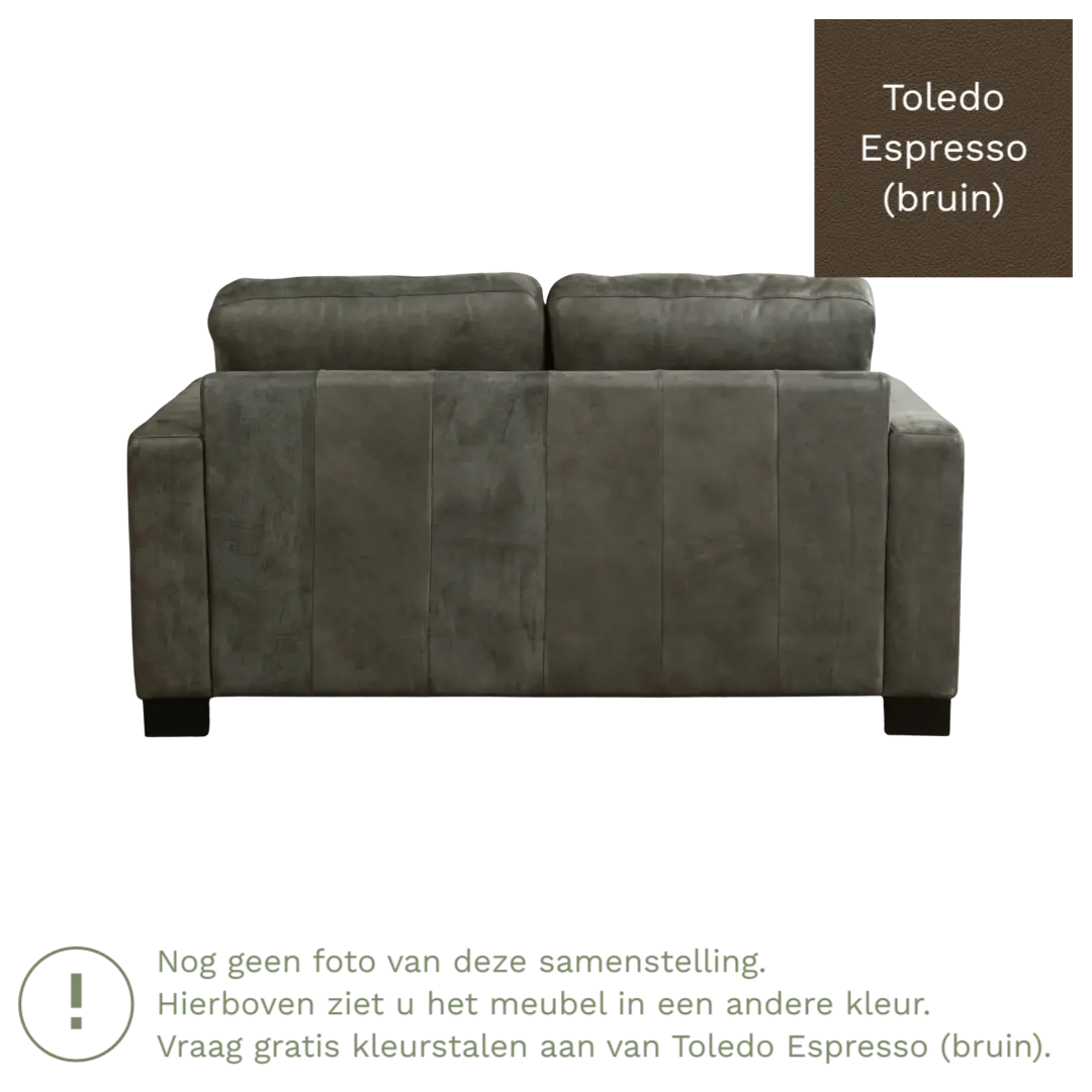 afbeelding van Leren bank Energy - 2 zits - Toledo Espresso (bruin) - Poten hout zwart