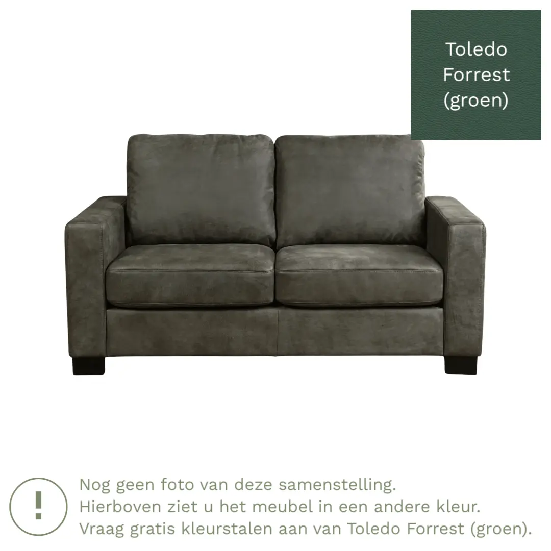 afbeelding van Leren bank Energy - 2 zits - Toledo Forrest (groen) - Poten hout bruin