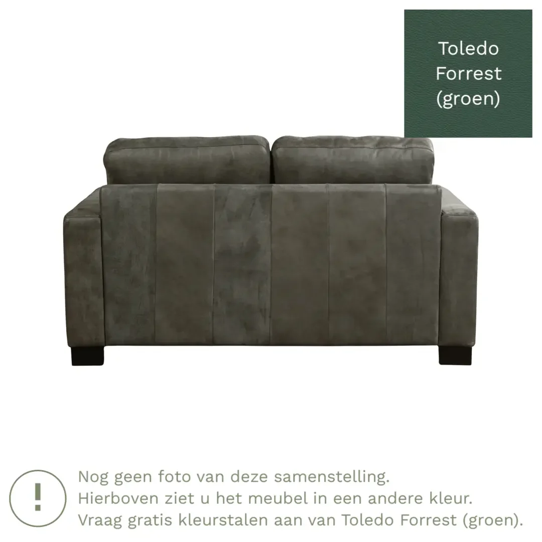 afbeelding van Leren bank Energy - 2 zits - Toledo Forrest (groen) - Poten hout zwart