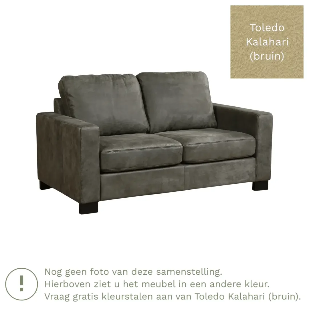 afbeelding van Leren bank Energy - 2 zits - Toledo Kalahari (bruin) - Poten hout zwart