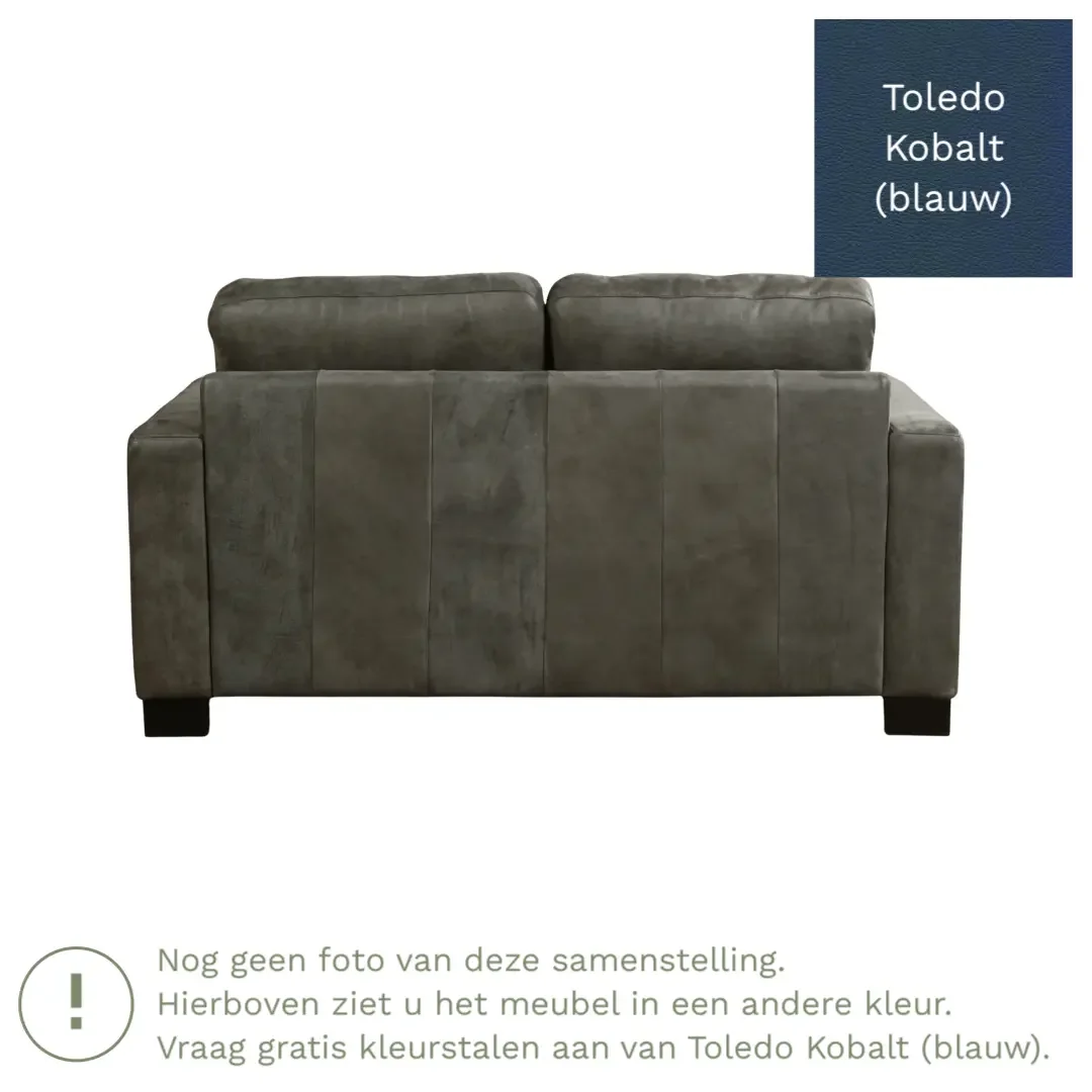 afbeelding van Leren bank Energy - 2 zits - Toledo Kobalt (blauw) - Poten hout zwart