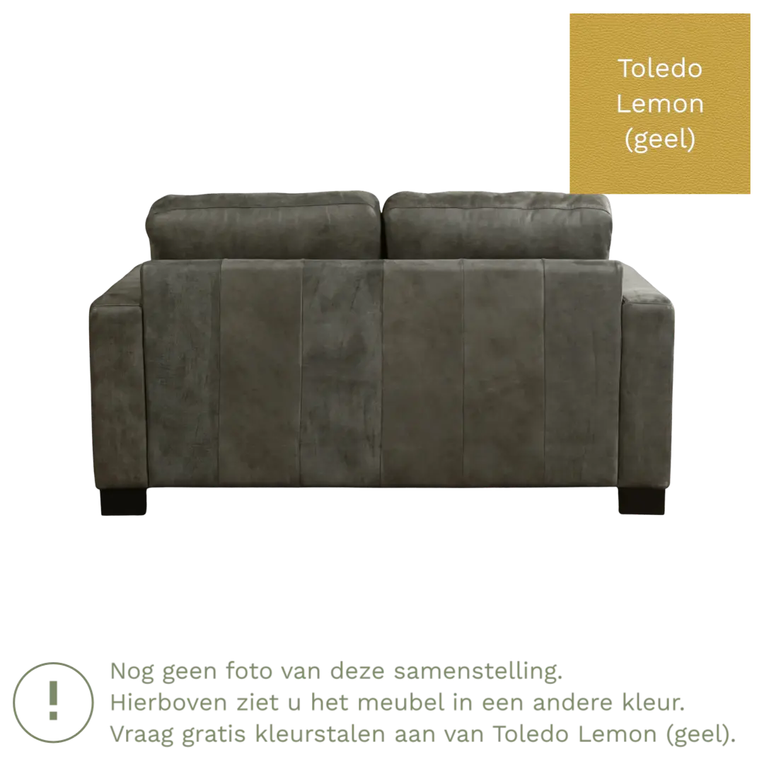 afbeelding van Leren bank Energy - 2 zits - Toledo Lemon (geel) - Poten hout bruin