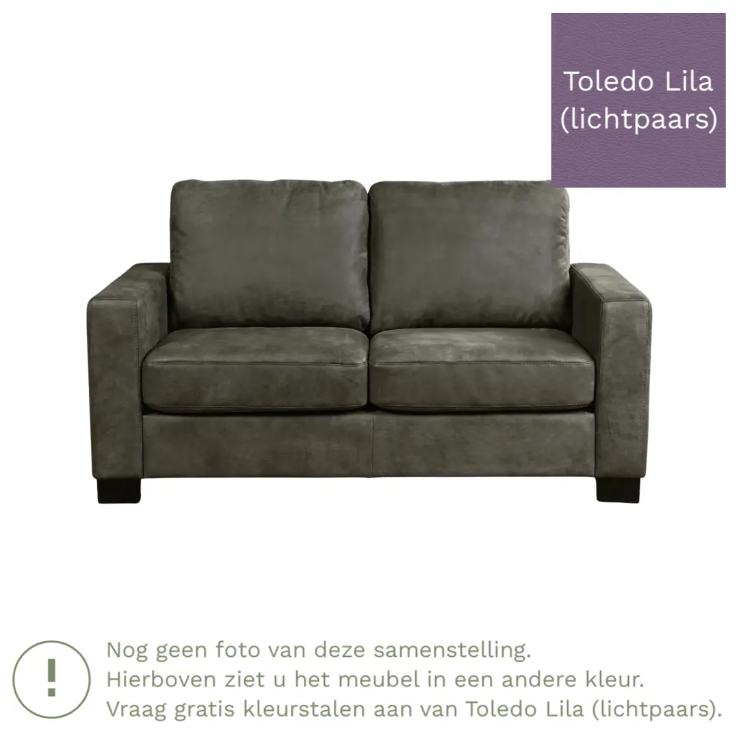 afbeelding van Leren bank Energy - 2 zits - Toledo Lila (lichtpaars) - Poten hout bruin