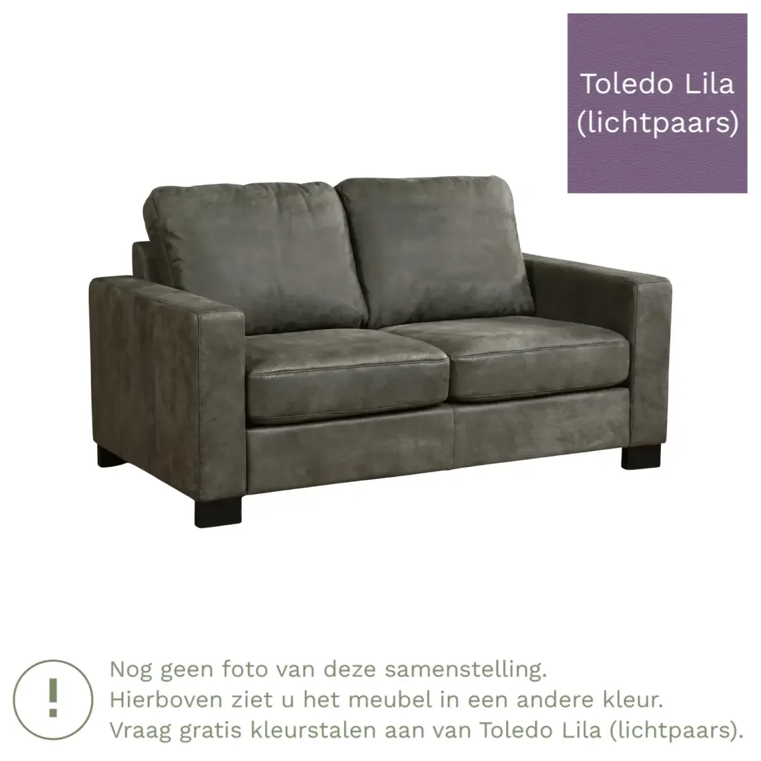 afbeelding van Leren bank Energy - 2 zits - Toledo Lila (lichtpaars) - Poten hout zwart