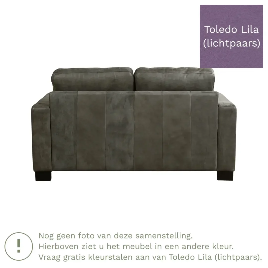 afbeelding van Leren bank Energy - 2 zits - Toledo Lila (lichtpaars) - Poten hout zwart