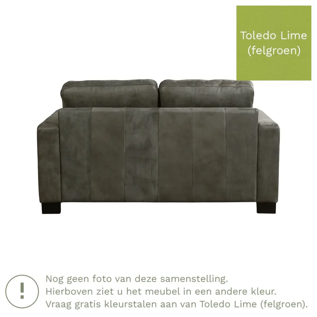 afbeelding van Leren bank Energy - 2 zits - Toledo Lime (felgroen) - Poten hout bruin