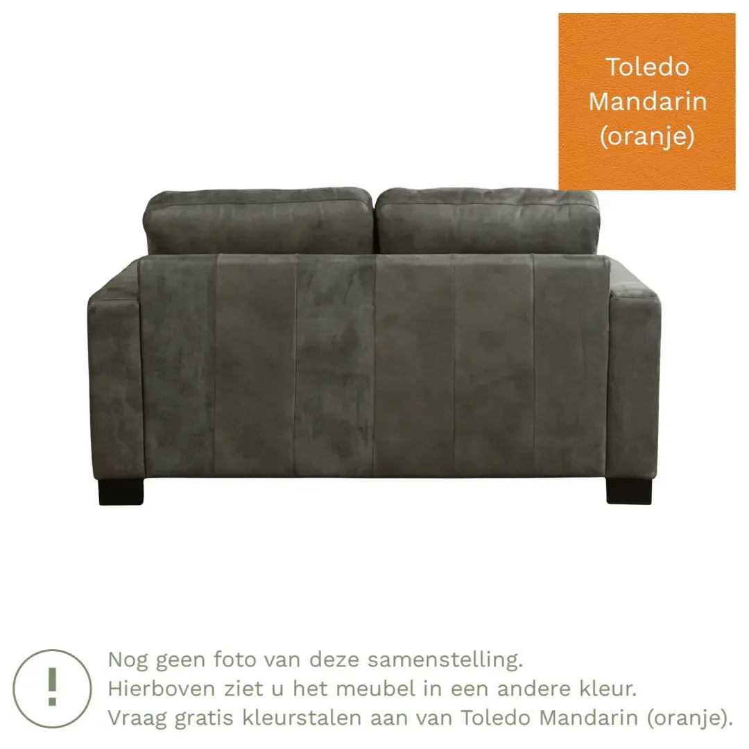 afbeelding van Leren bank Energy - 2 zits - Toledo Mandarin (oranje) - Poten hout bruin