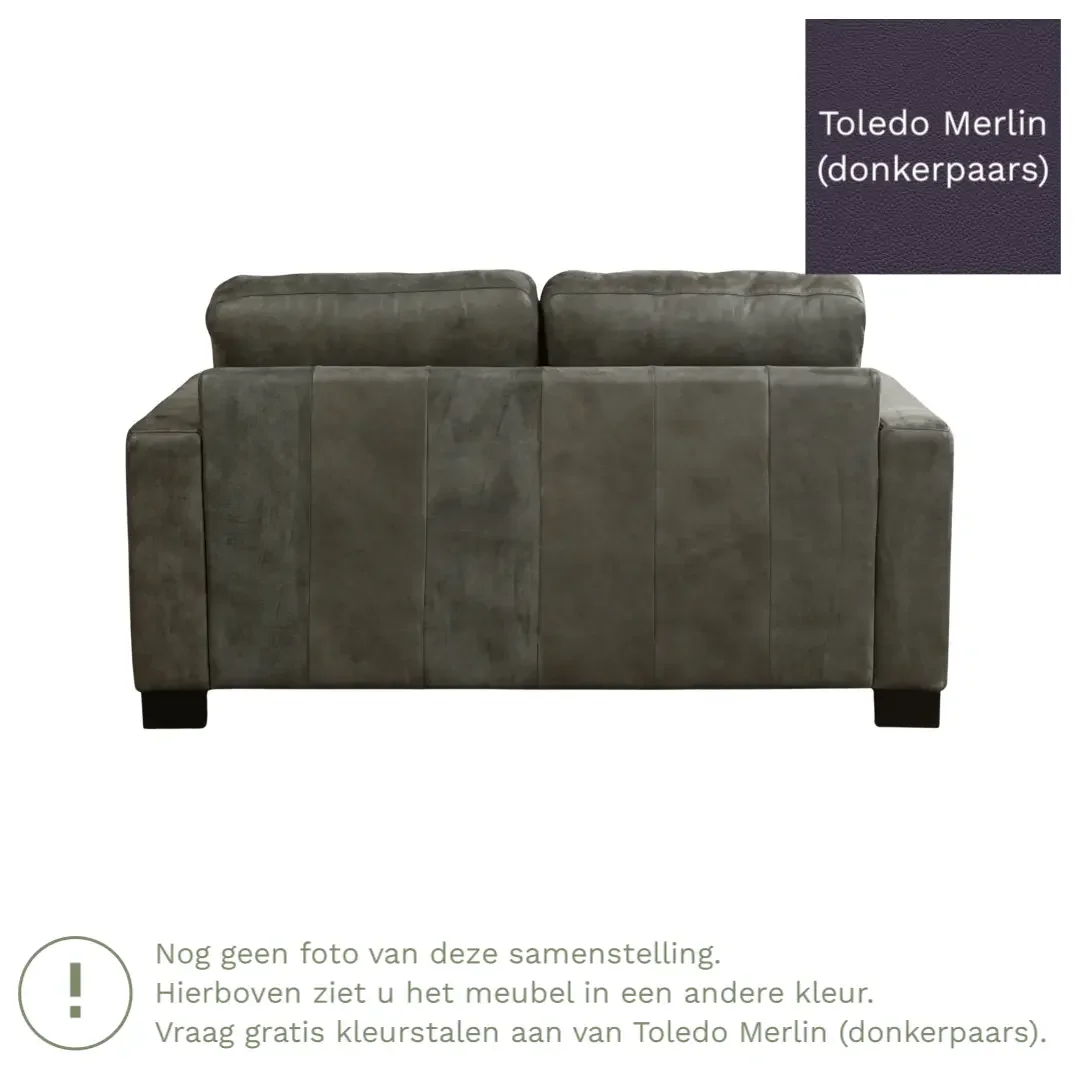 afbeelding van Leren bank Energy - 2 zits - Toledo Merlin (donkerpaars) - Poten hout bruin