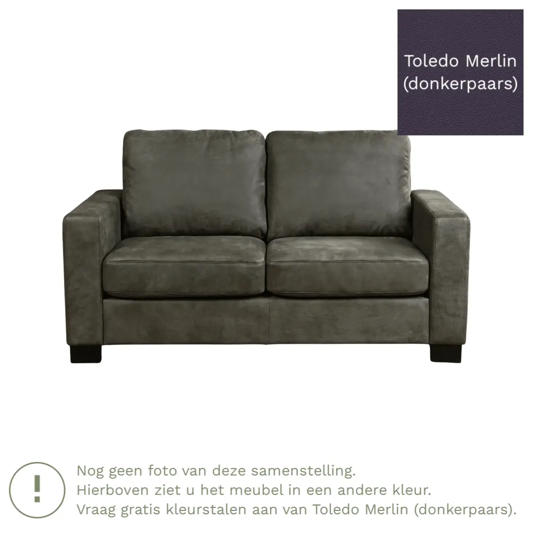 afbeelding van Leren bank Energy - 2 zits - Toledo Merlin (donkerpaars) - Poten hout zwart
