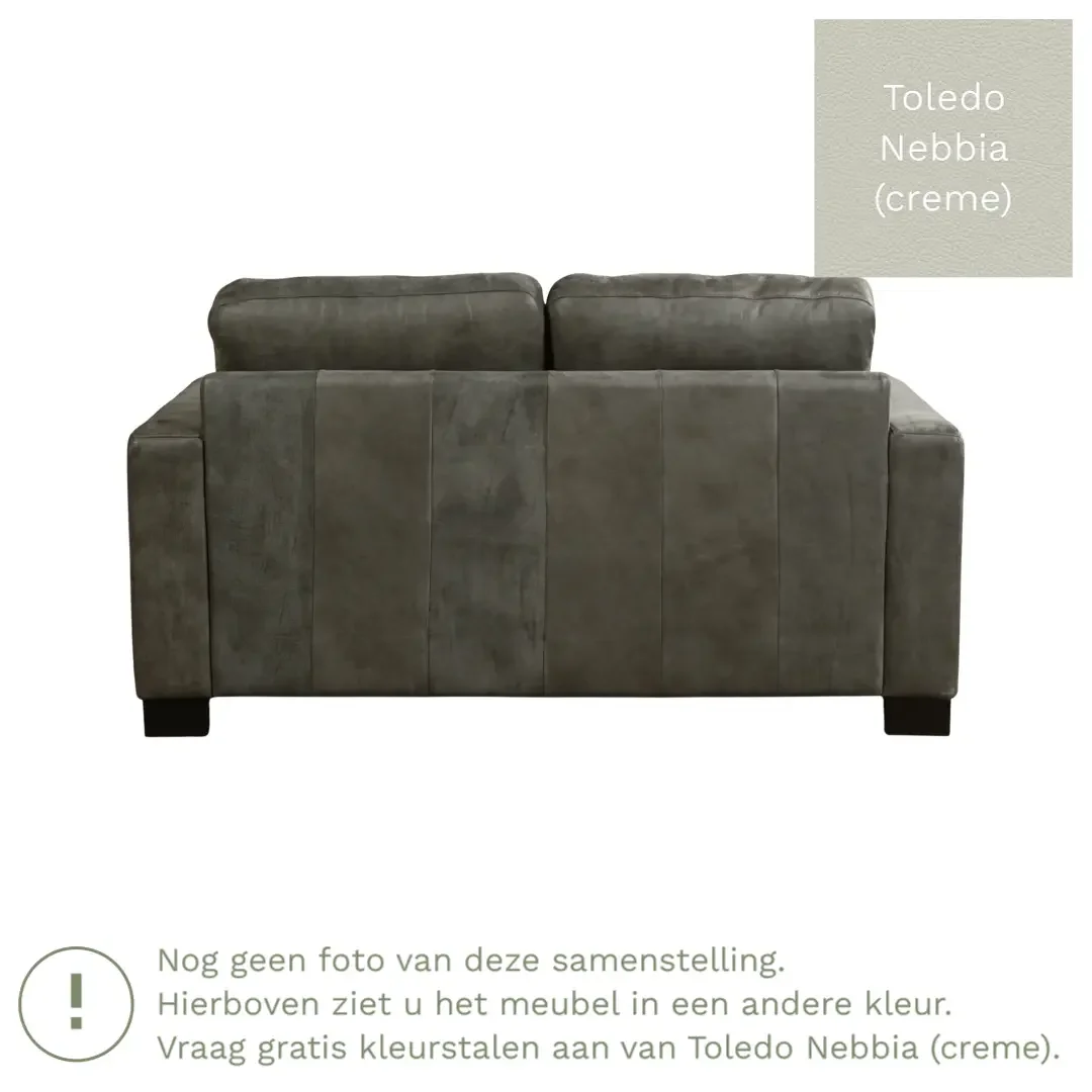 afbeelding van Leren bank Energy - 2 zits - Toledo Nebbia (crème) - Poten hout zwart