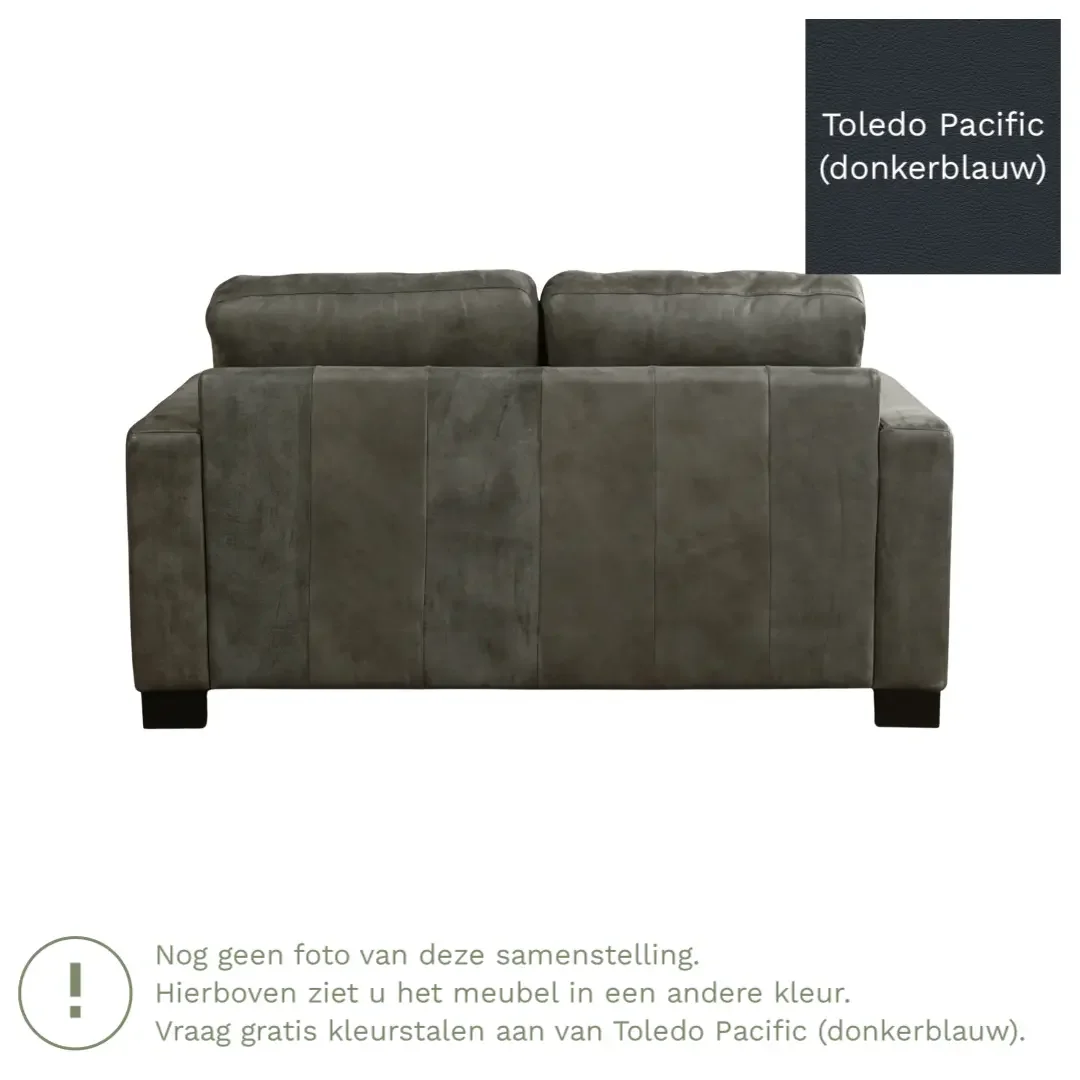 afbeelding van Leren bank Energy - 2 zits - Toledo Pacific (donkerblauw) - Poten hout bruin