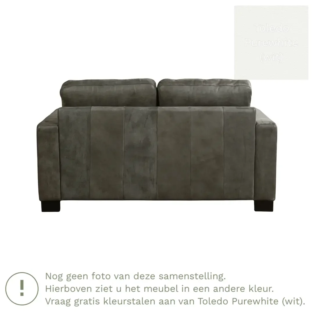 afbeelding van Leren bank Energy - 2 zits - Toledo Purewhite (wit) - Poten hout zwart