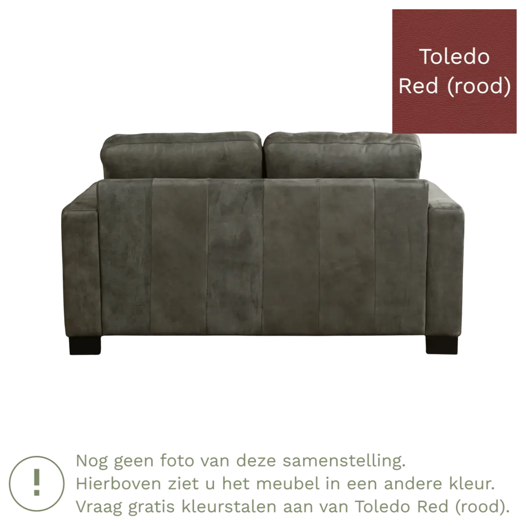 afbeelding van Leren bank Energy - 2 zits - Toledo Red (rood) - Poten hout zwart