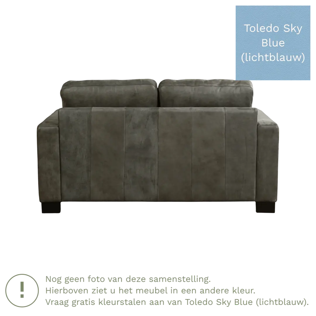afbeelding van Leren bank Energy - 2 zits - Toledo Sky Blue (lichtblauw) - Poten hout zwart