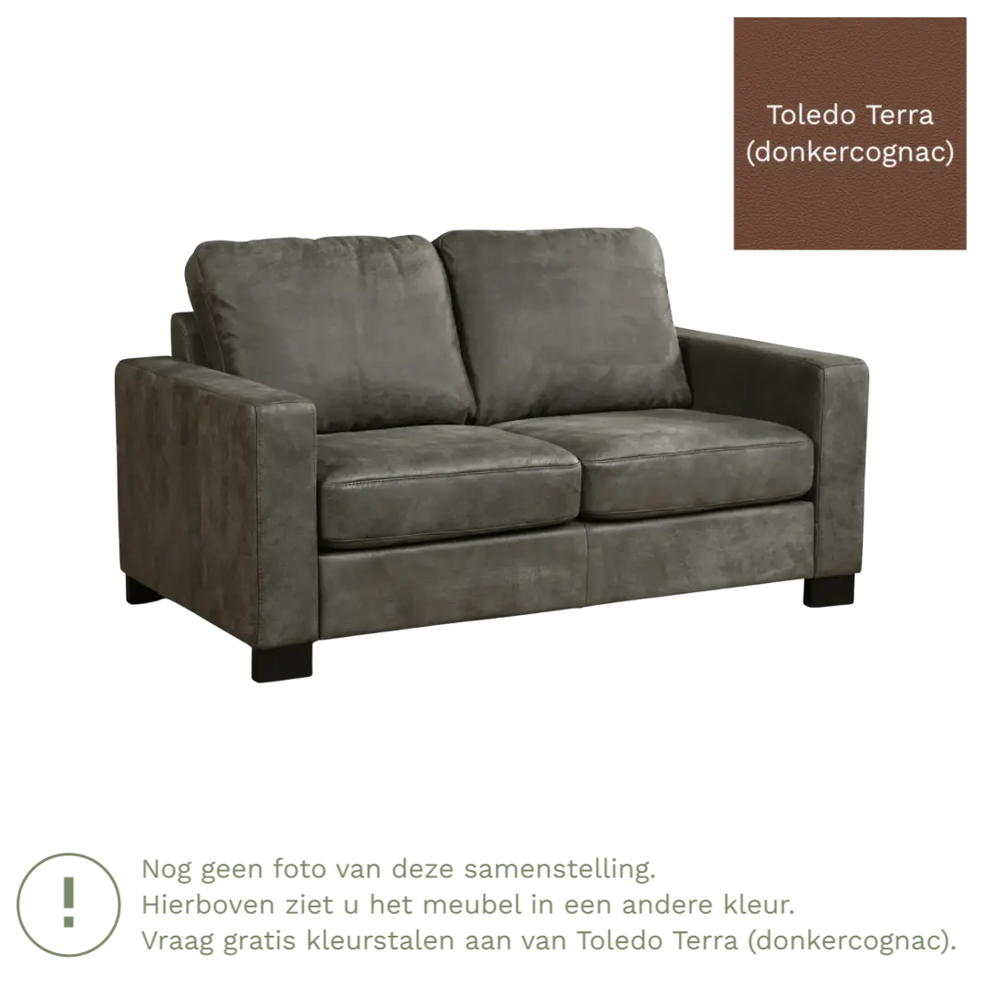 afbeelding van Leren bank Energy - 2 zits - Toledo Terra (donkercognac) - Poten hout bruin