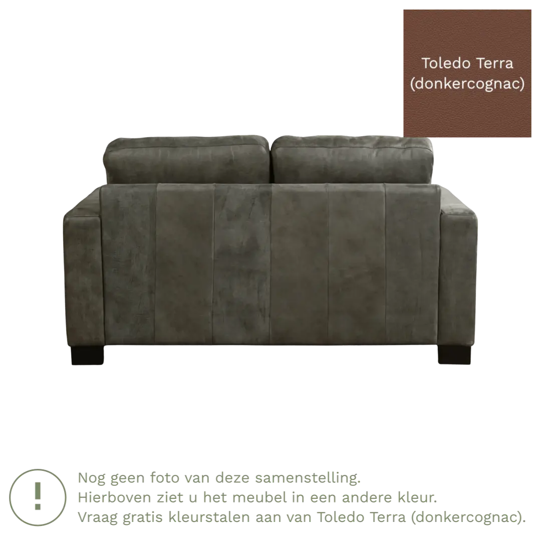 afbeelding van Leren bank Energy - 2 zits - Toledo Terra (donkercognac) - Poten hout bruin