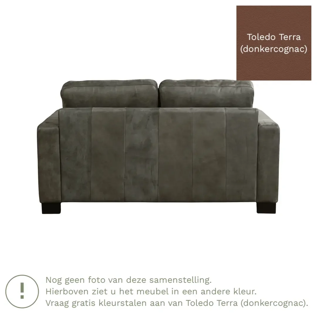 afbeelding van Leren bank Energy - 2 zits - Toledo Terra (donkercognac) - Poten hout zwart