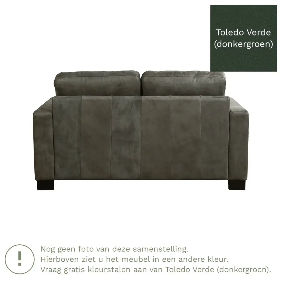 afbeelding van Leren bank Energy - 2 zits - Toledo Verde (donkergroen) - Poten hout bruin