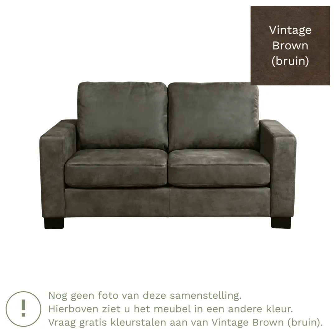 afbeelding van Leren bank Energy - 2 zits - Vintage Brown (bruin) - Poten hout bruin