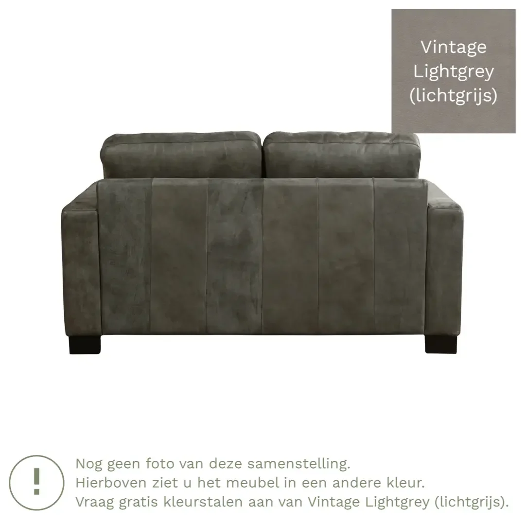 afbeelding van Leren bank Energy - 2 zits - Vintage Lightgrey (lichtgrijs) - Poten hout bruin