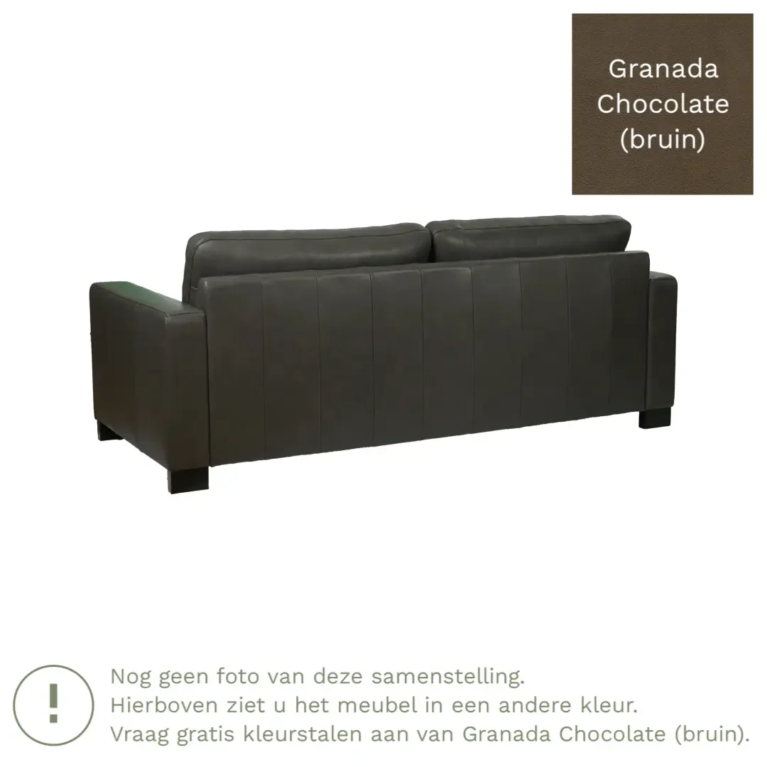 afbeelding van Leren bank Energy - 3 zits - Granada Chocolate (bruin) - Poten hout bruin
