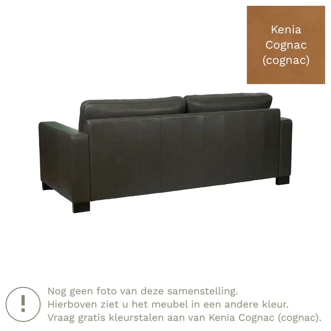 afbeelding van Leren bank Energy - 3 zits - Kenia Cognac (cognac) - Poten hout zwart