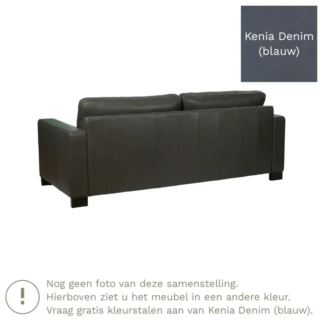 afbeelding van Leren bank Energy - 3 zits - Kenia Denim (blauw) - Poten hout zwart