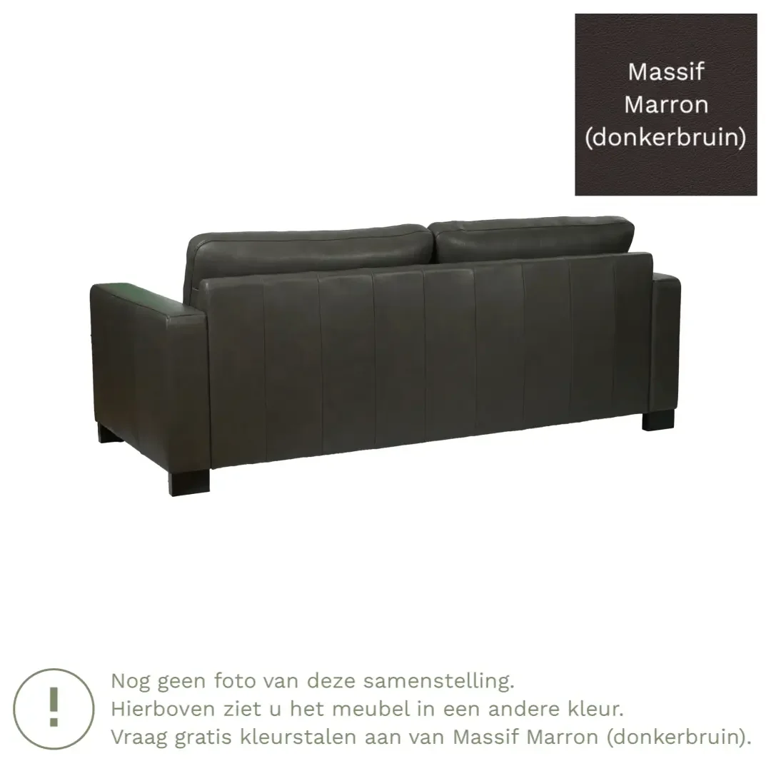 afbeelding van Leren bank Energy - 3 zits - Massif Marron (donkerbruin) - Poten hout bruin