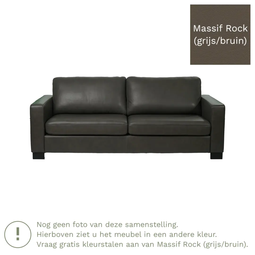 afbeelding van Leren bank Energy - 3 zits - Massif Rock (grijs/bruin) - Poten hout zwart