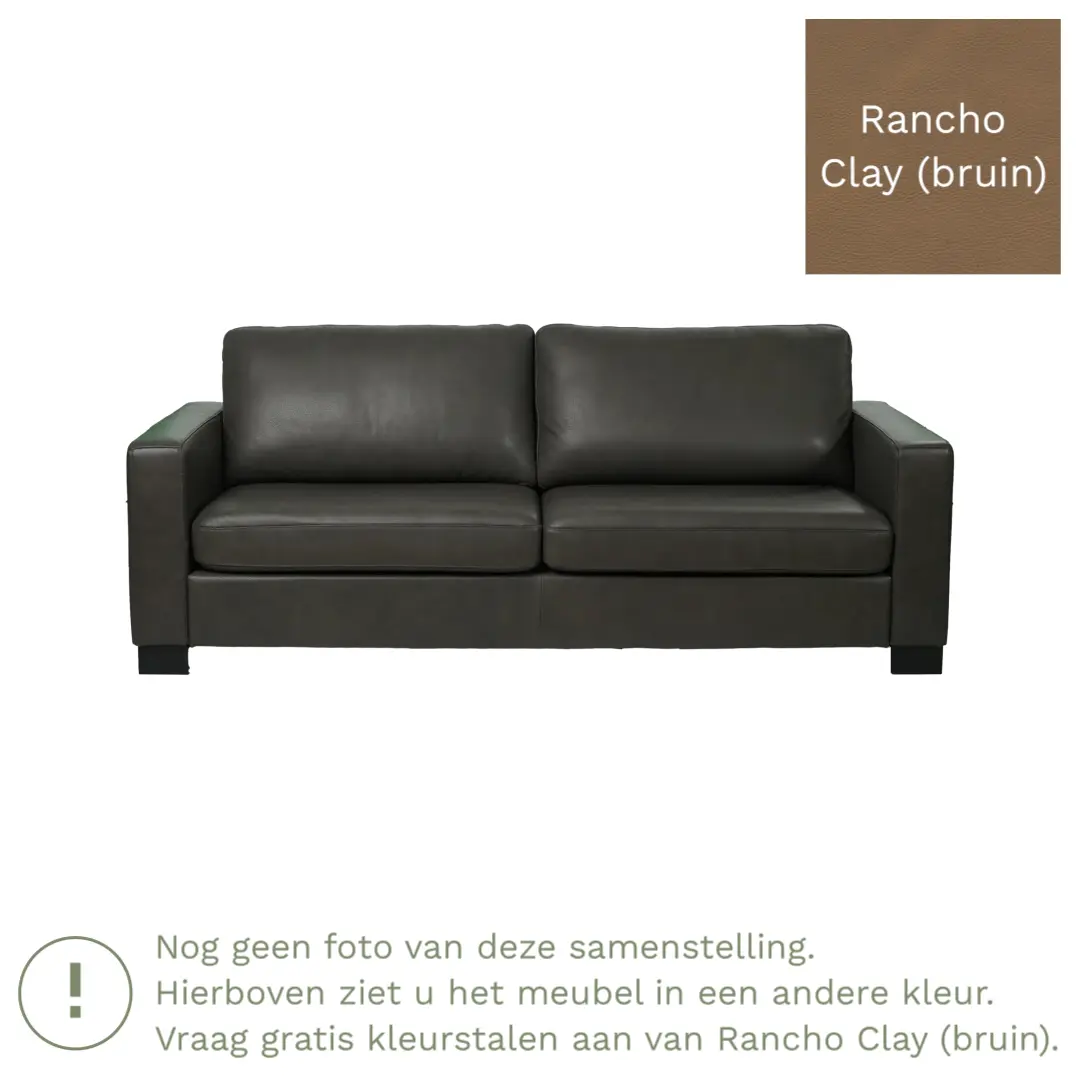 afbeelding van Leren bank Energy - 3 zits - Rancho Clay (bruin) - Poten hout bruin