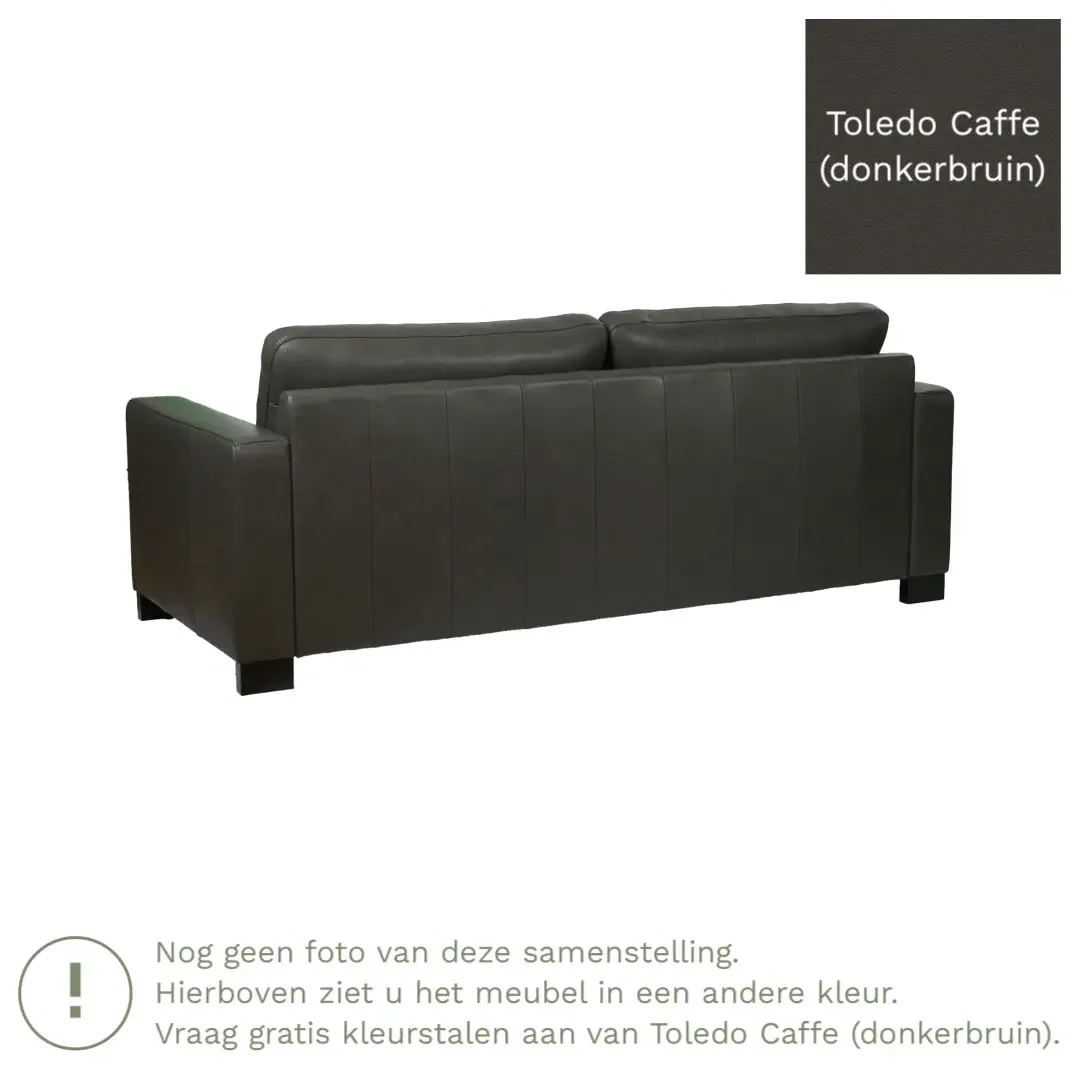 afbeelding van Leren bank Energy - 3 zits - Toledo Caffe (donkerbruin) - Poten hout bruin
