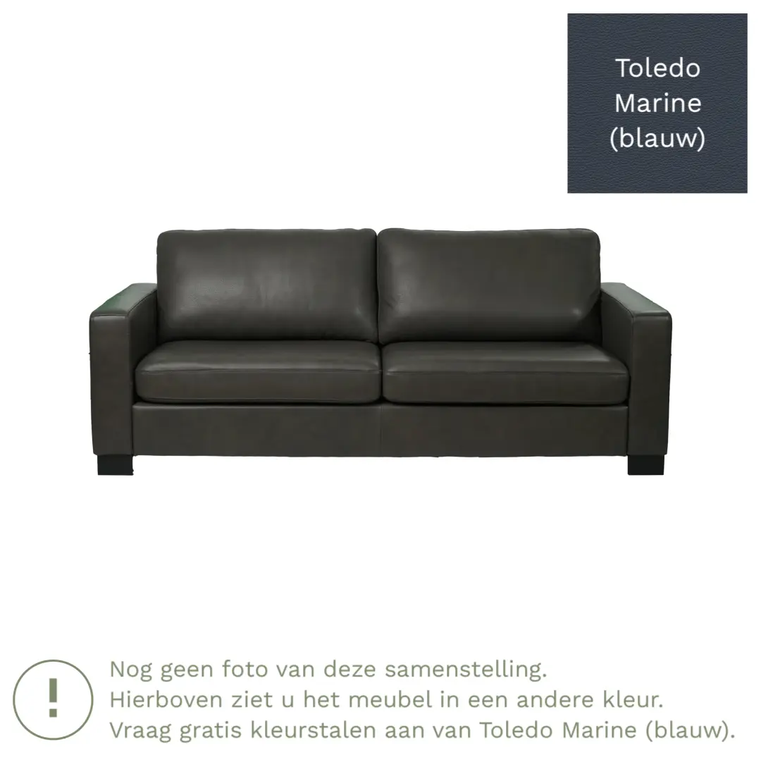 afbeelding van Leren bank Energy - 3 zits - Toledo Marine (blauw) - Poten hout bruin