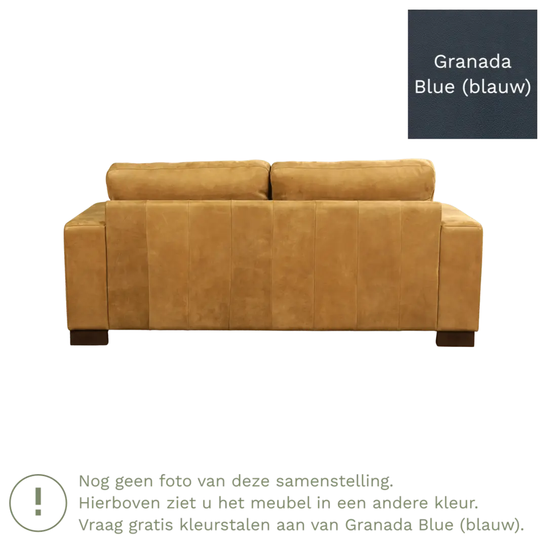 afbeelding van Leren bank Enjoy - 2,5 zits - Granada Blue (blauw) - Poten hout zwart